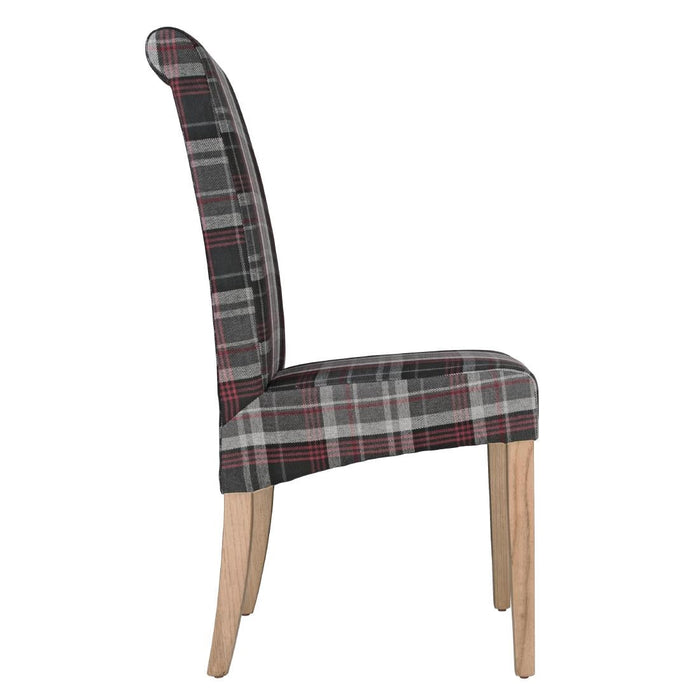 Bolero Austin Dining Chairs Grey Tartan (2 Pack) Bolero