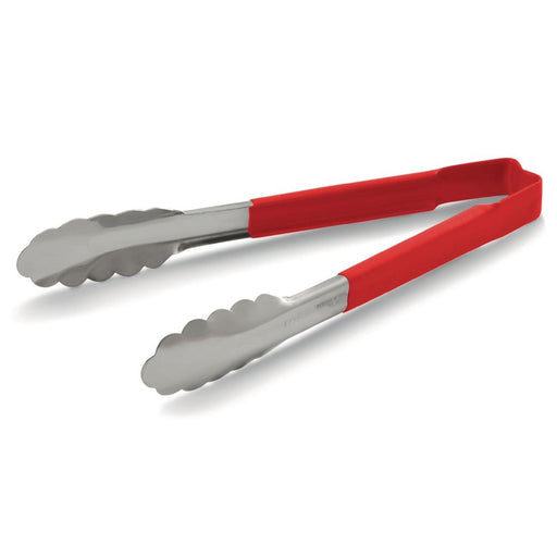 Stainless steel. Length: 241mm. Red handle for raw meat