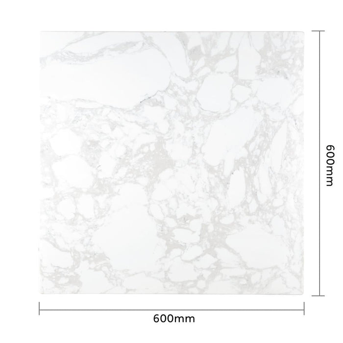 Bolero Square Marble Effect Tabletop White 600mm Bolero