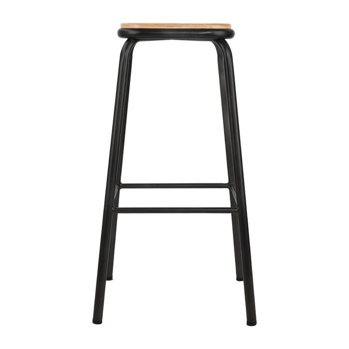 Bolero Cantina High Stools with Wooden Seat Pad Black (4 Pack) Bolero