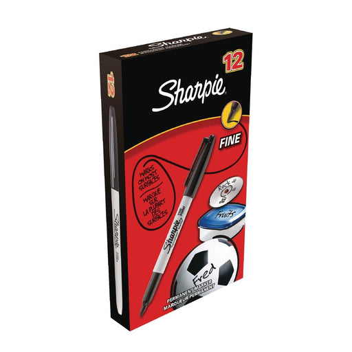 Black permanent markers. Pack quantity: 12