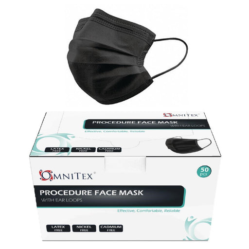 Black Type IIR Front of House Face Masks (50 Pack) Omnitex