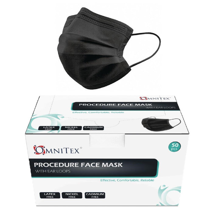 Black Type IIR Front of House Face Masks (50 Pack) Omnitex