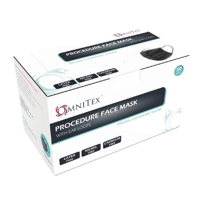 Black Type IIR Front of House Face Masks (50 Pack) Omnitex