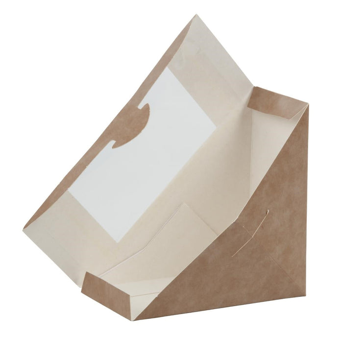 Colpac Recyclable Kraft Front-Loading Sandwich Wedges With PLA Window (500 Pack) Colpac