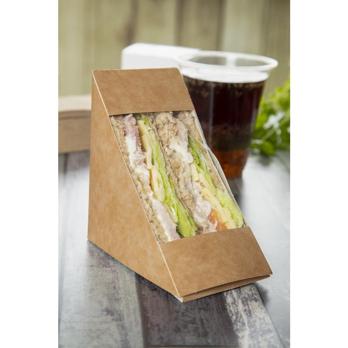 Colpac Recyclable Kraft Front-Loading Sandwich Wedges With PLA Window (500 Pack) Colpac