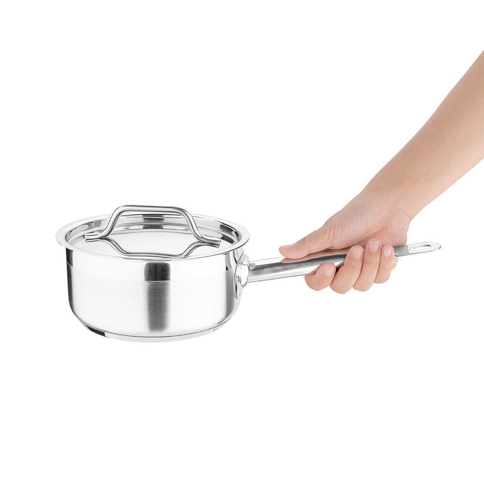 Nisbets Essentials Stainless Steel Saucepan With Lid 14cm Nisbets Essentials