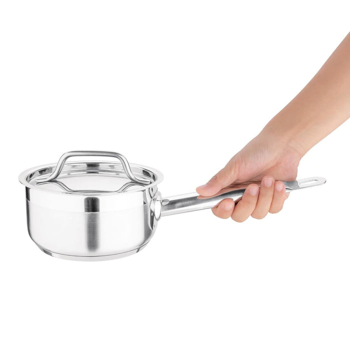 Nisbets Essentials Stainless Steel Saucepan With Lid 16cm Nisbets Essentials