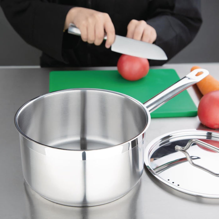 Nisbets Essentials Stainless Steel Saucepan With Lid 20cm Nisbets Essentials