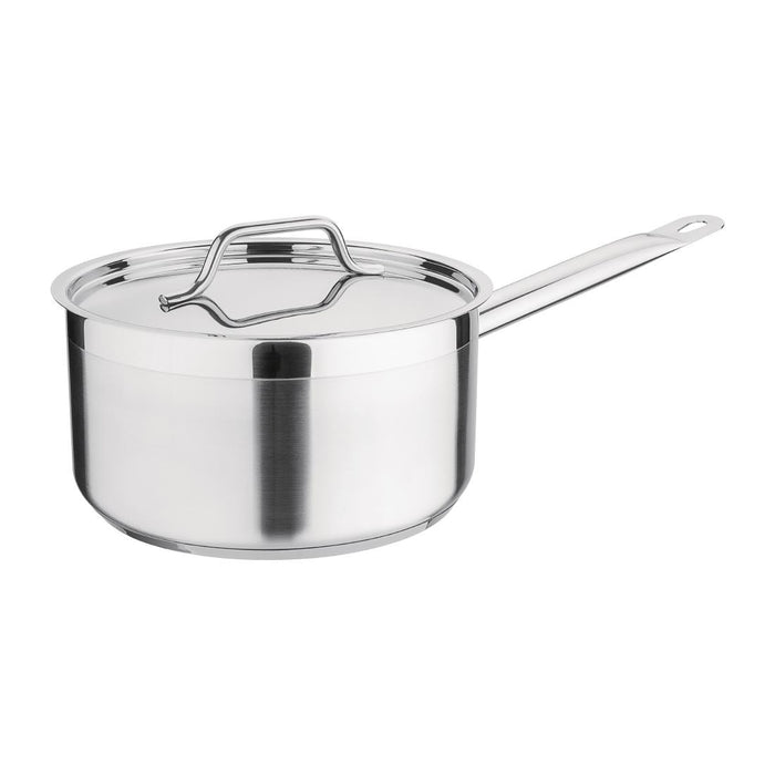 Size:20cm. Capacity: 3Ltr. Material: Stainless steel. Induction compatible. Lid included.