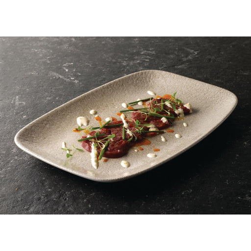 Churchill Raku Oblong Chef Plates Agate Grey 157 x 237mm (12 Pack) Churchill