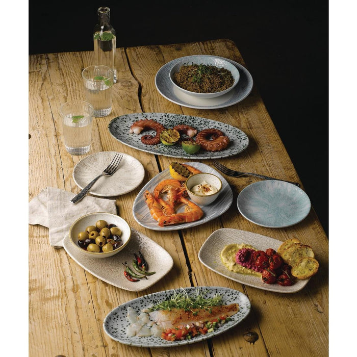 Churchill Raku Oblong Chef Plates Agate Grey 157 x 237mm (12 Pack) Churchill