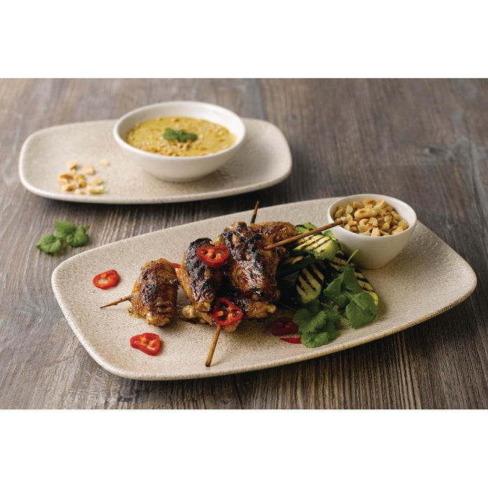 Churchill Raku Oblong Chef Plates Agate Grey 199 x 300mm (6 Pack) Churchill
