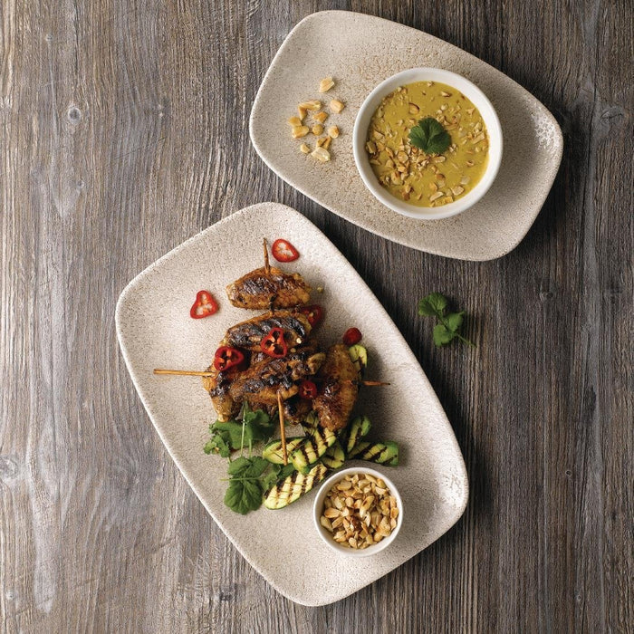 Churchill Raku Oblong Chef Plates Agate Grey 202 x 261mm (12 Pack) Churchill