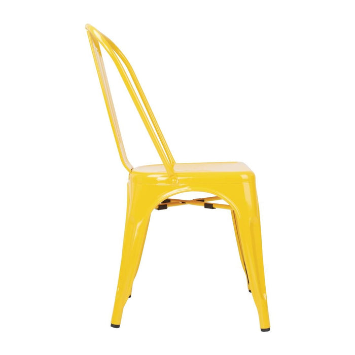 Bolero Bistro Steel Side Chairs Yellow (4 Pack) Bolero