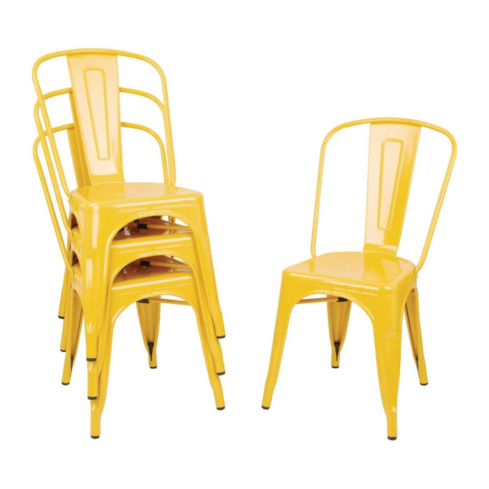 Bolero Bistro Steel Side Chairs Yellow (4 Pack) Bolero