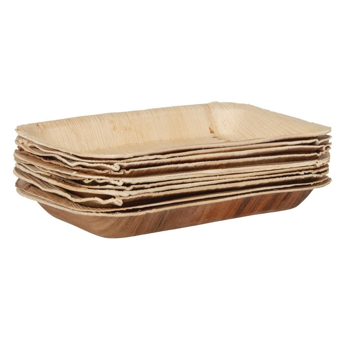 Fiesta Compostable Deep Palm Leaf Plates Rectangular 250mm (100 Pack) Fiesta Compostable