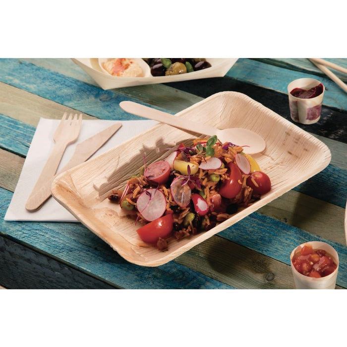 Fiesta Compostable Deep Palm Leaf Plates Rectangular 250mm (100 Pack) Fiesta Compostable