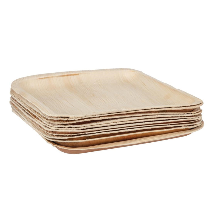 Fiesta Compostable Palm Leaf Plates Square 250mm (100 Pack) Fiesta Compostable