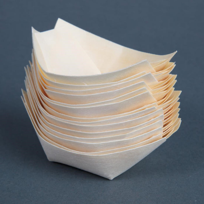 Fiesta Compostable Wooden Sushi Boats Small 80mm (100 Pack) Fiesta Compostable
