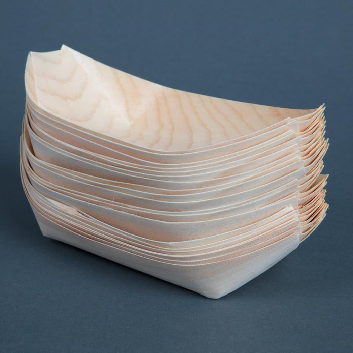 Fiesta Compostable Wooden Sushi Boats Medium 190mm (100 Pack) Fiesta Compostable