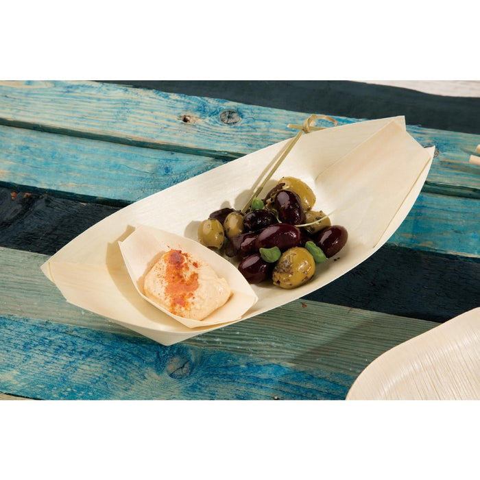 Fiesta Compostable Wooden Sushi Boats Medium 190mm (100 Pack) Fiesta Compostable