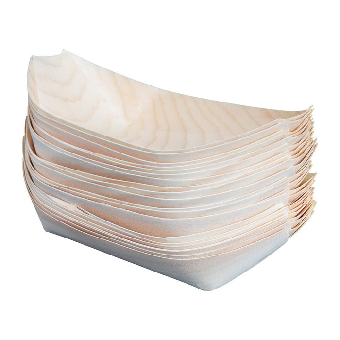 Fiesta Compostable Wooden Sushi Boats Medium 190mm (100 Pack) Fiesta Compostable