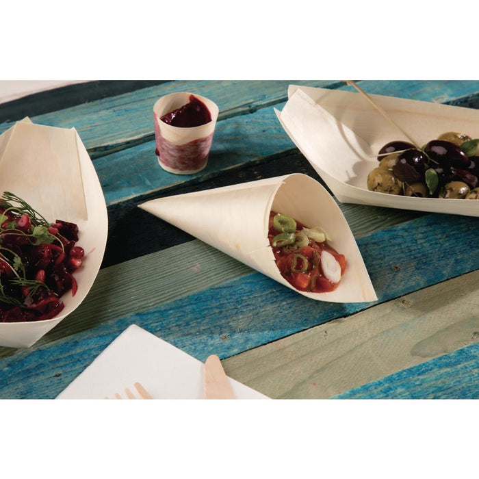 Fiesta Compostable Wooden Canape Cones 75mm (100 Pack) Fiesta Compostable