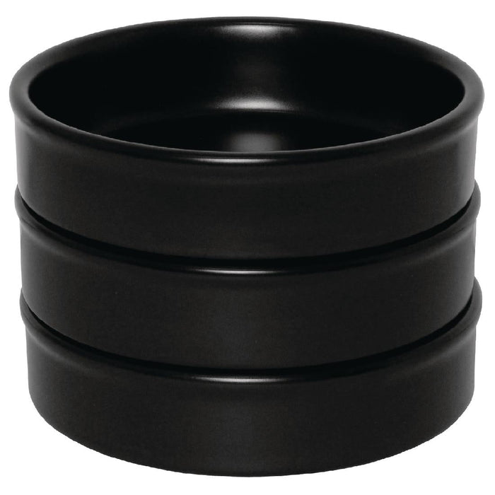 Olympia Mediterranean Stackable Dishes Black 102mm (6 Pack) Olympia