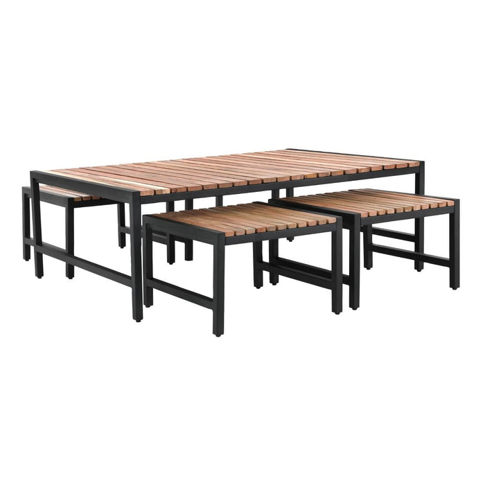 Bolero Steel and Acacia Low Coffee Table 1200x800mm Bolero