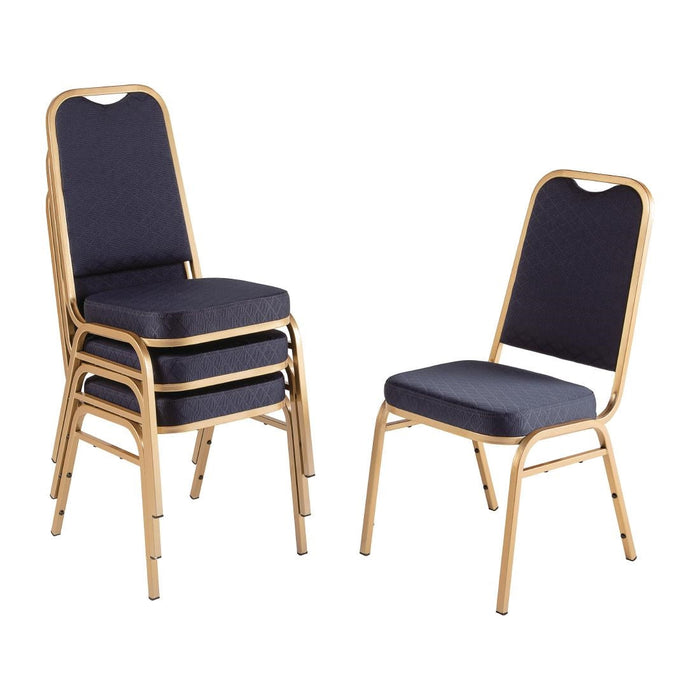 Bolero Square Back Banquet Chairs Blue & Gold (4 Pack) Bolero