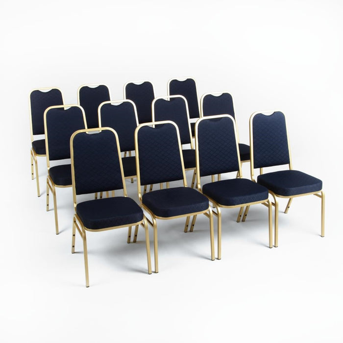 Bolero Square Back Banquet Chairs Blue & Gold (4 Pack) Bolero