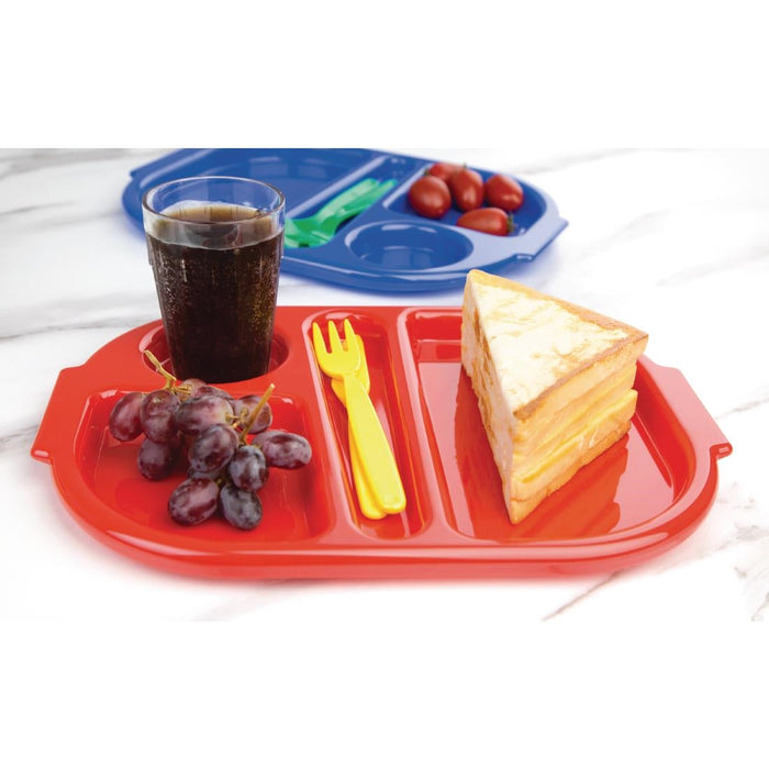 Olympia Kristallon Small Polypropylene Compartment Food Trays Red 321mm Olympia