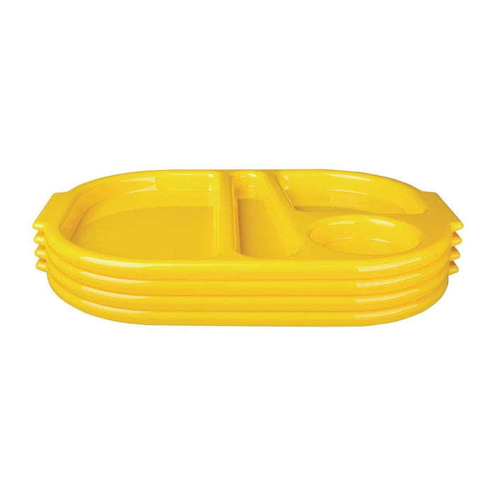 Olympia Kristallon Large Polypropylene Compartment Food Trays Yellow 374mm Olympia