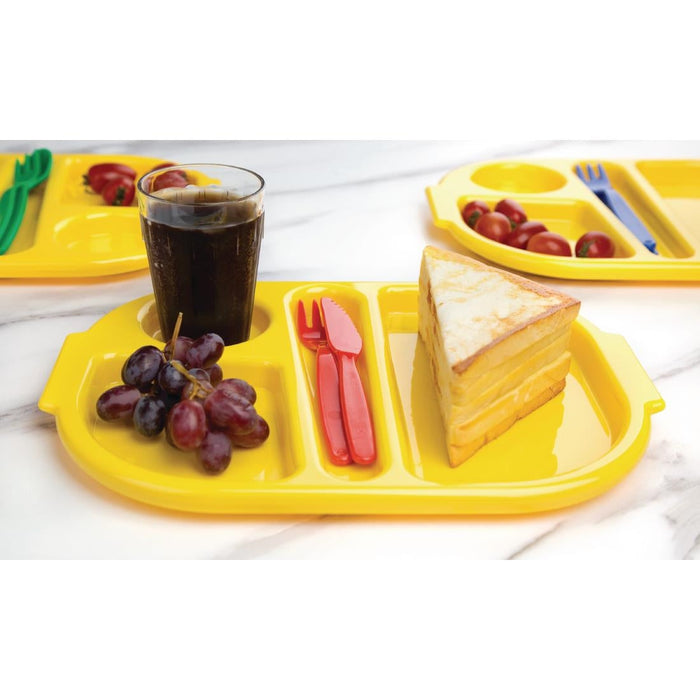 Olympia Kristallon Small Polypropylene Compartment Food Trays Yellow 321mm Olympia