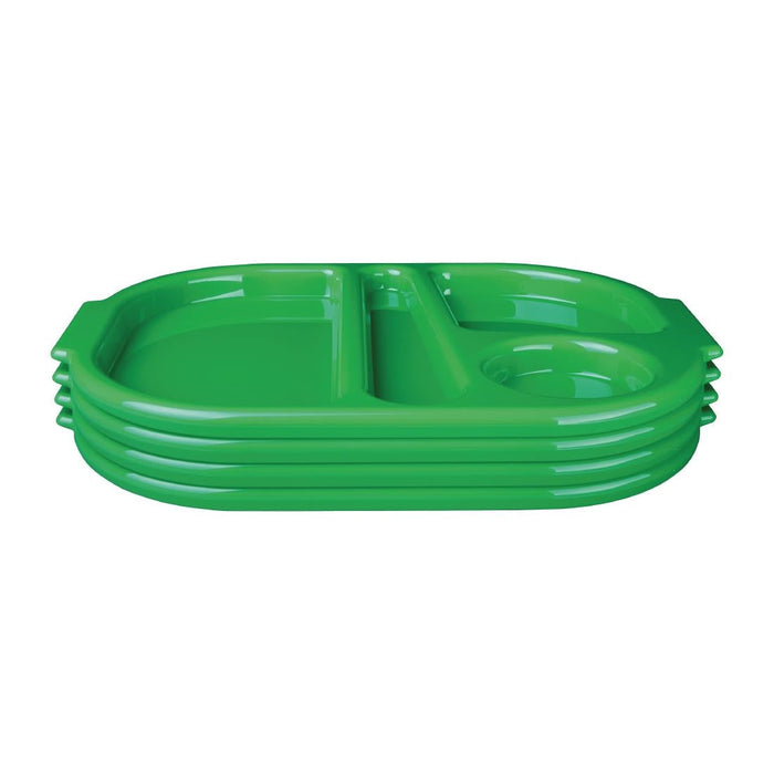Olympia Kristallon Small Polypropylene Compartment Food Trays Green 321mm Olympia