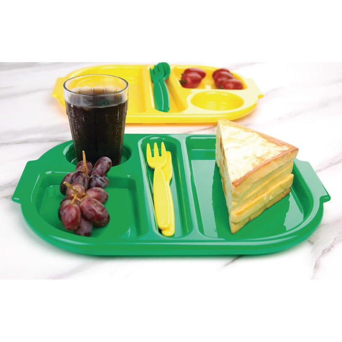 Olympia Kristallon Small Polypropylene Compartment Food Trays Green 321mm Olympia