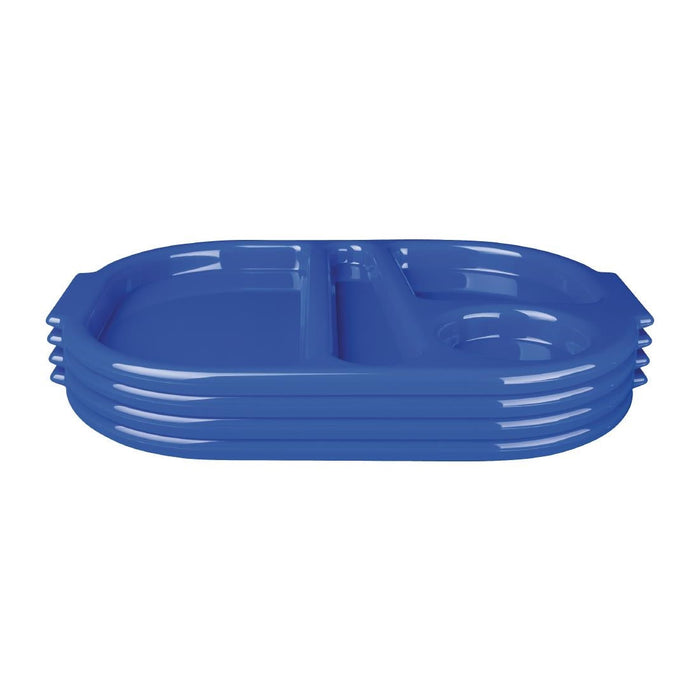 Olympia Kristallon Large Polypropylene Compartment Food Trays Blue 374mm Olympia