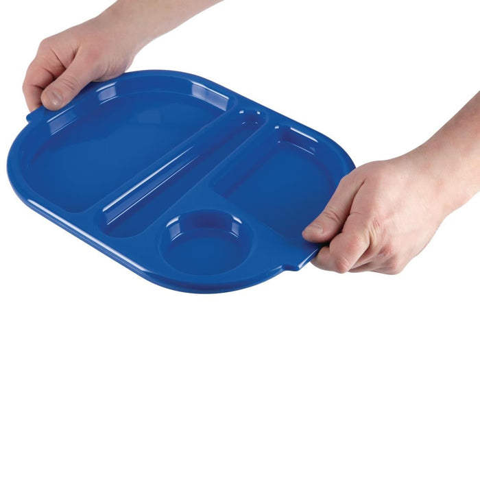 Olympia Kristallon Small Polypropylene Compartment Food Trays Blue 321mm Olympia