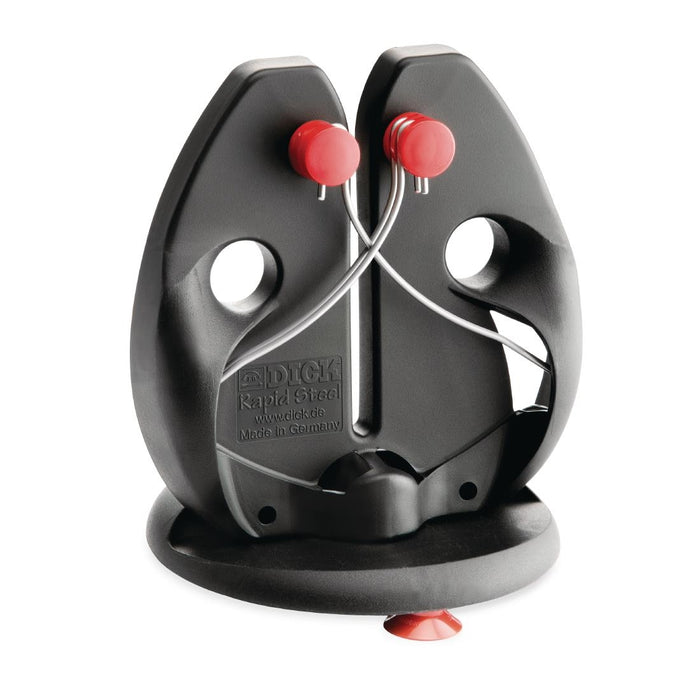 Quickly and easily sharpens knives to a razor sharpness