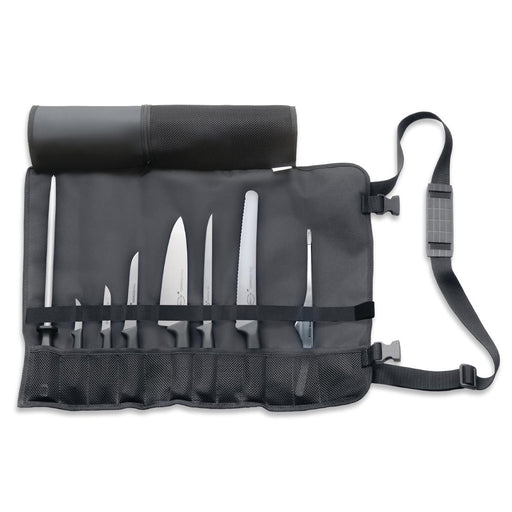 Contains: Chef Knife, Utility Knife, Fillet Knife, Boning Knife, Kitchen Knife, Peeling Knife, Utility Tongs, Steel & Bag