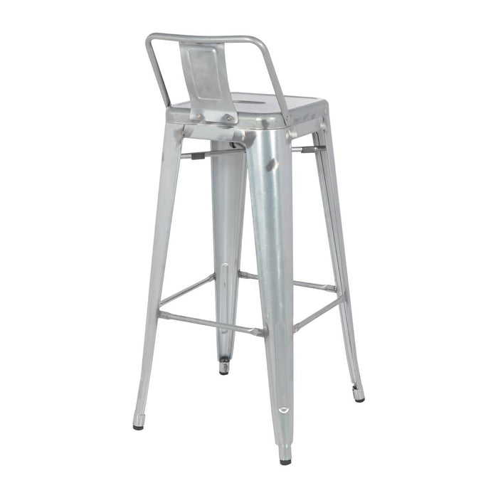Bolero Bistro Galvanised Steel High Stool with Backrest (4 Pack) Bolero