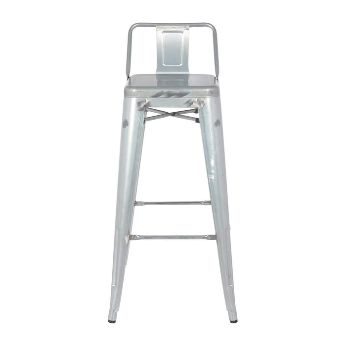 Bolero Bistro Galvanised Steel High Stool with Backrest (4 Pack) Bolero