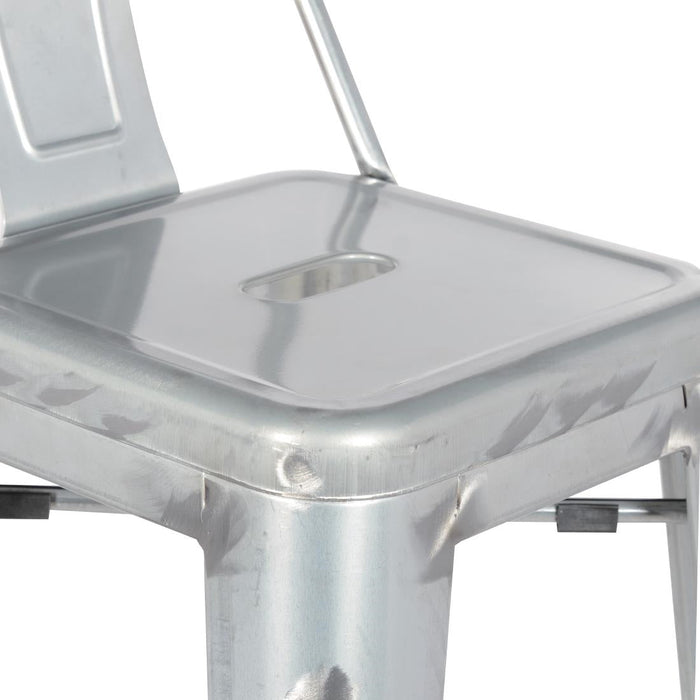 Bolero Bistro Galvanised Steel High Stool with Backrest (4 Pack) Bolero
