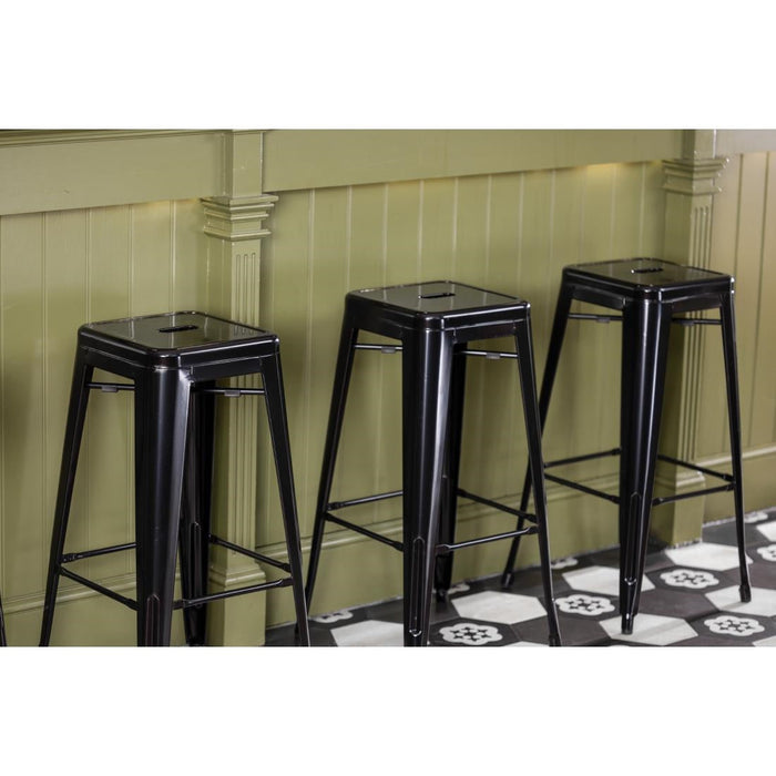 Bolero Bistro Steel High Stool Black (4 Pack) Bolero