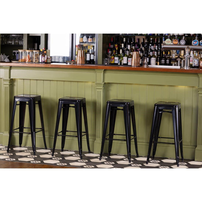 Bolero Bistro Steel High Stool Black (4 Pack) Bolero