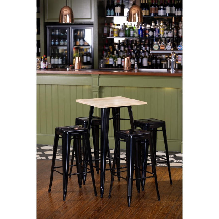 Bolero Bistro Steel High Stool Black (4 Pack) Bolero