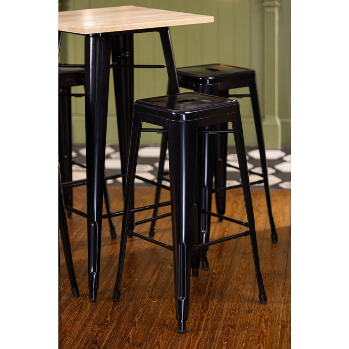 Bolero Bistro Steel High Stool Black (4 Pack) Bolero