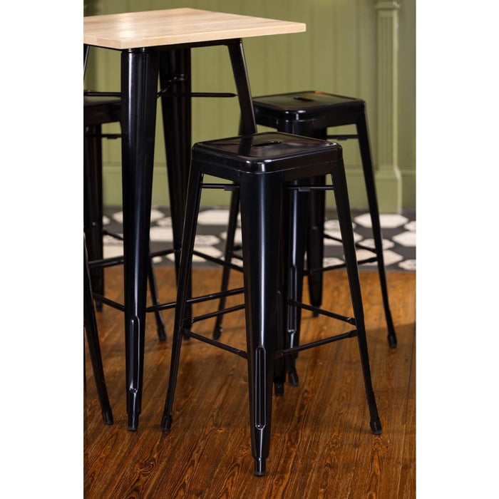 Bolero Bistro Bar Table with Wooden Top Black Bolero