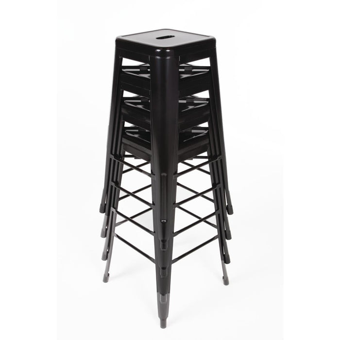 Bolero Bistro Steel High Stool Black (4 Pack) Bolero